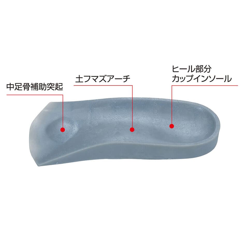 歩行時の衝撃を吸収するインソールで、快適な履き心地