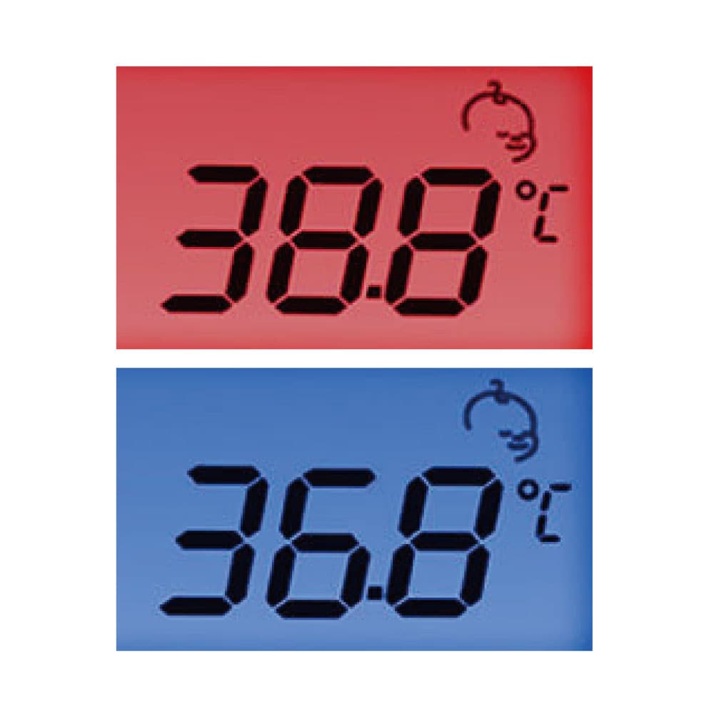 見やすいバックライト付 ※37.5℃以上で赤く点灯してお知らせ