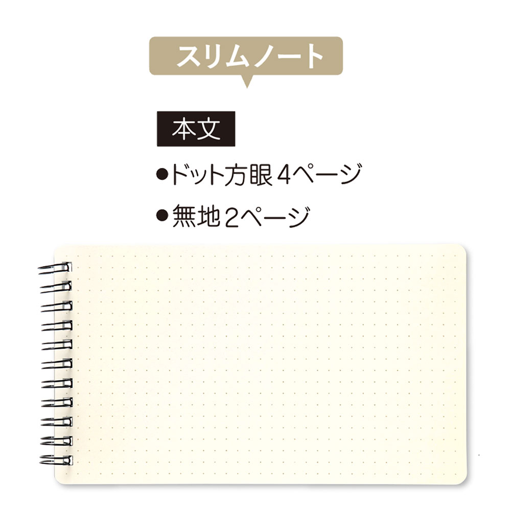 スリムノート：ドット方眼4ページ、無地2ページ